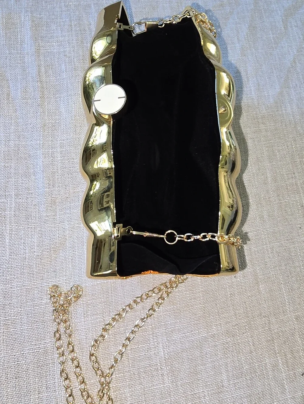 Fashion Acrylic Gold Scrunch Handbag Reflective Metallic Shoulder Purse